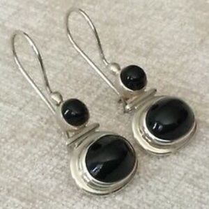 Rare Vintage Silpada Sterling Silver Black Onyx Earrings